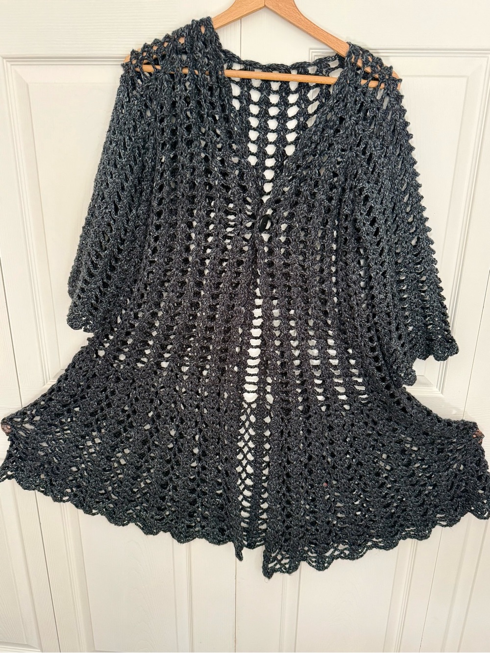 Crochet Black Women's Sweater Duster